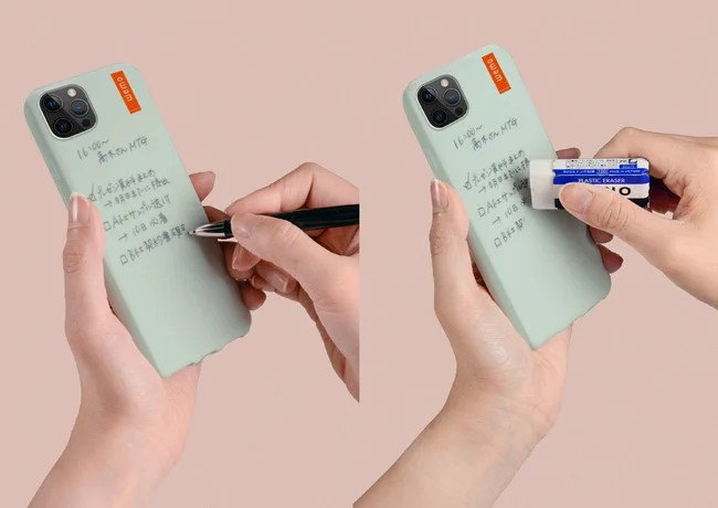 スマホケースがメモ帳代わりに！？油性ペンで書いても消せる優れもの！