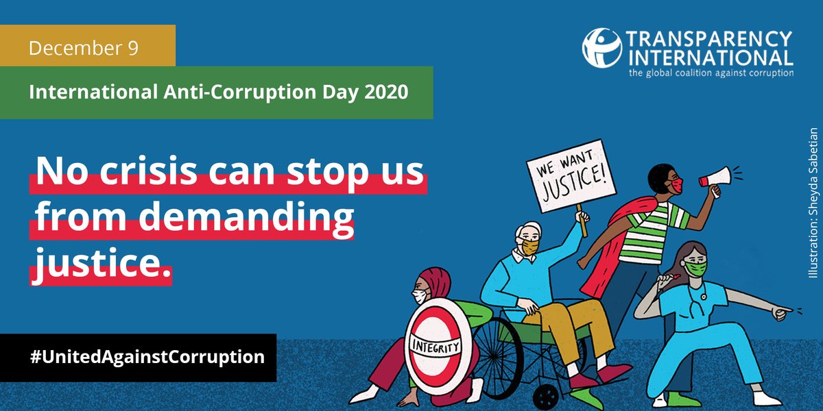 Today is International Anti-Corruption Day 2020 💙 Our message to the corrupt is clear: corruption has no place in our societies. 
We are #UnitedAgainstCorruption ✊🏻✊🏼✊🏽✊🏾✊🏿 Join us! #IACD2020