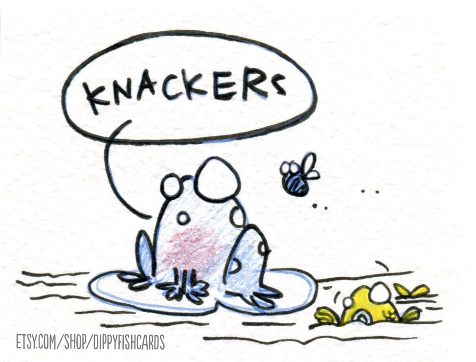 December 9 adVENT critterIf the year’s going so badlyYou could chuck it in the bogWhy not follow this exampleAnd shout KNACKERS like this fwog! #illo_advent  #AdventCalendar  #advent  #frog  #swear  #illo_advent2020  #25DaysOfChristmas  