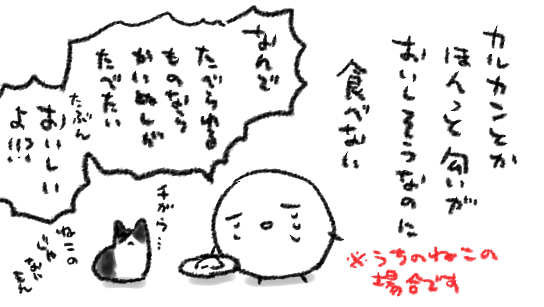 ウェットタイプのねこごはん(おやつ)、とにかく絶対条件はまぐろ、しかし当たり外れがあって
【食べず】
・カルカン(8歳以上
・ちゅ~る(毛玉ケアとか
【食べる】
・銀のスプーン
・ちゅ~る(まぐろのみ
・モンプチナチュラルキッス
・セブンプレミアム ライフスタイル
味のこだわりが!すごい!