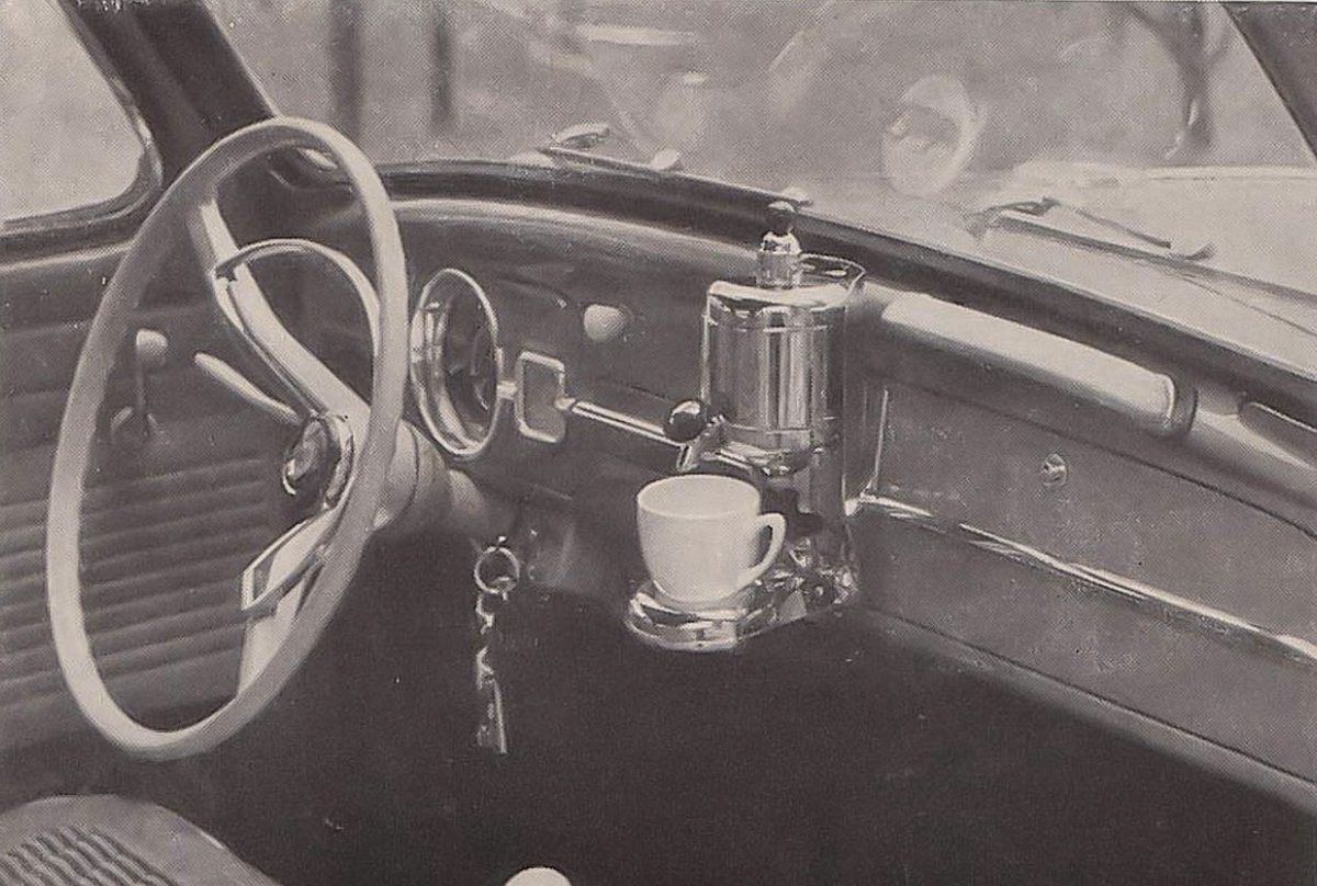 The Hertella Coffee Machine Mounted on a Volkswagen Dashboard (1959): The Most European Car Accessory Ever Made openculture.com/2020/12/the-he… via <a href="/openculture/">Open Culture</a>