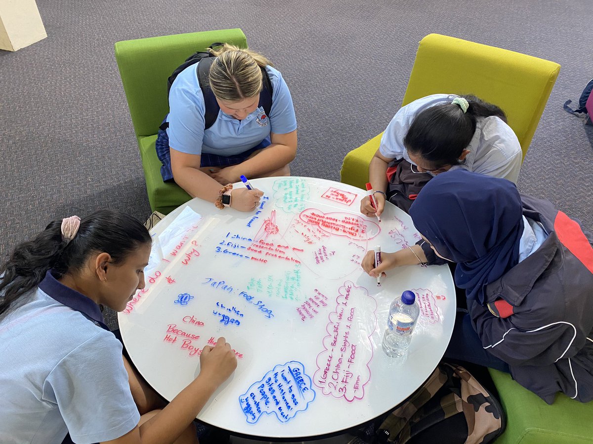 Great fun with my S5Tourism class today auctioning our Project Based Learning task, the SRHS Mini-Travel Expo! Ss shared travel info to other Ss through their travel booths; these included self made posters, brochures, travel guides and vlogs 🧳 🌏 ✈️ 🛳 <a href="/SarahRedfernHS/">Sarah Redfern High School</a>
