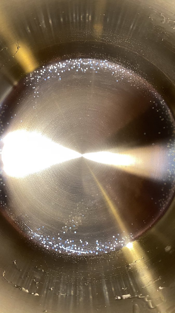BenMandelker's tweet photo. My stainless steel pot developed these little speckles after I boiled pasta water in it. Does anyone know what it is? https://t.co/WnsdolbVFY