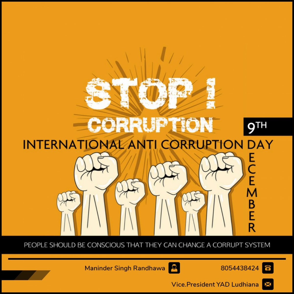Maninde44180831's tweet photo. Don't use #corruption for individual benefit, it wont stay long.
Let's stay transparent and upkeep the values of our nation.
#DemocracyWithoutDevelopment
#AntiCorruptionDay #InternationalAntiCorruptionDay
#manindersinghrandhawa https://t.co/yuhB0kW8KN