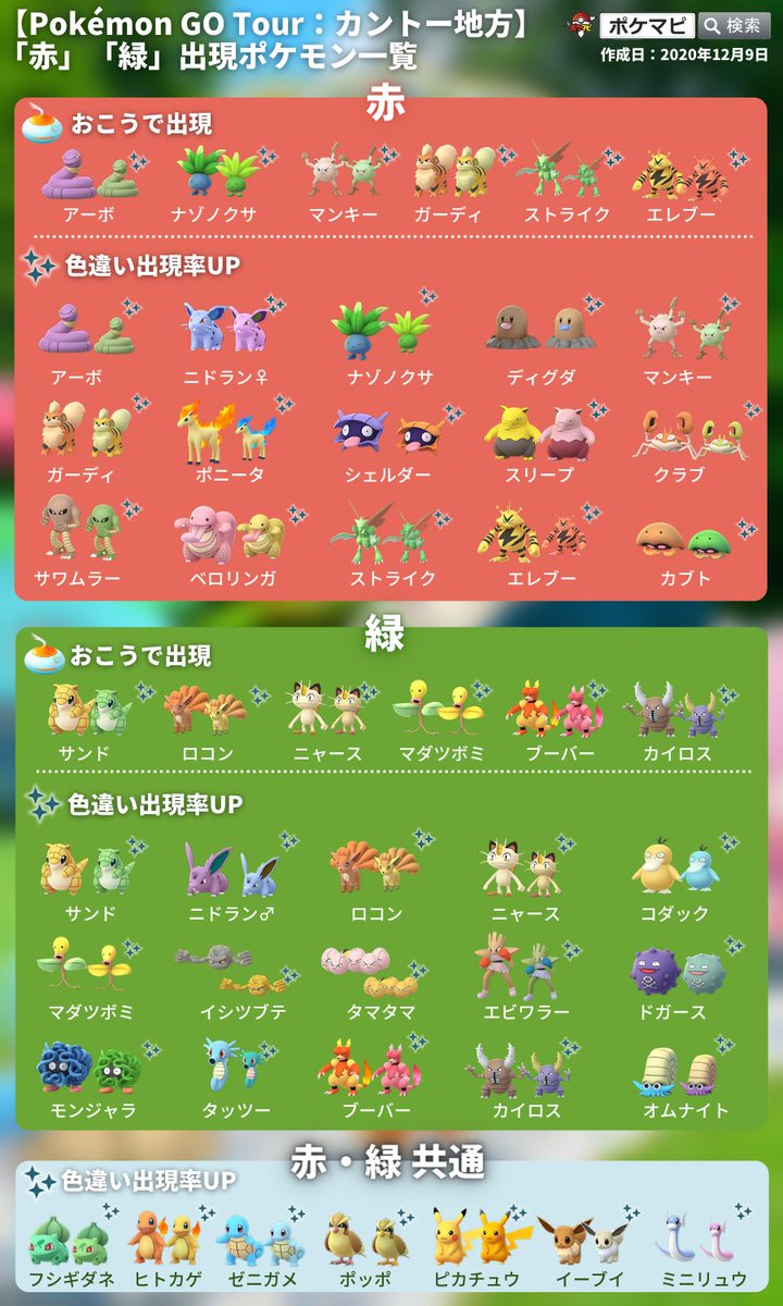 ポケモンgo攻略情報 ポケマピ Pokemon Go Tour カントー地方 開催 無料 伝説レイド 初代 伝説ポケモン 特別な技 タイムチャレンジ など チケット購入 赤or緑を選択 出現ポケモンが異なる スペシャルリサーチ 色違いミュウ登場