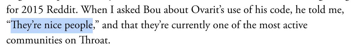 P.S. this passage made me cringe. yes, I'm sure Bou thinks they're nice, b/c HE'S NOT A F-ING TRANS PERSON! if he was, they'd be doxxing him, & publicly speculating about his genitals, & accusing him of being a pervert or rapist, & penning fake posts in his name, & threatening to