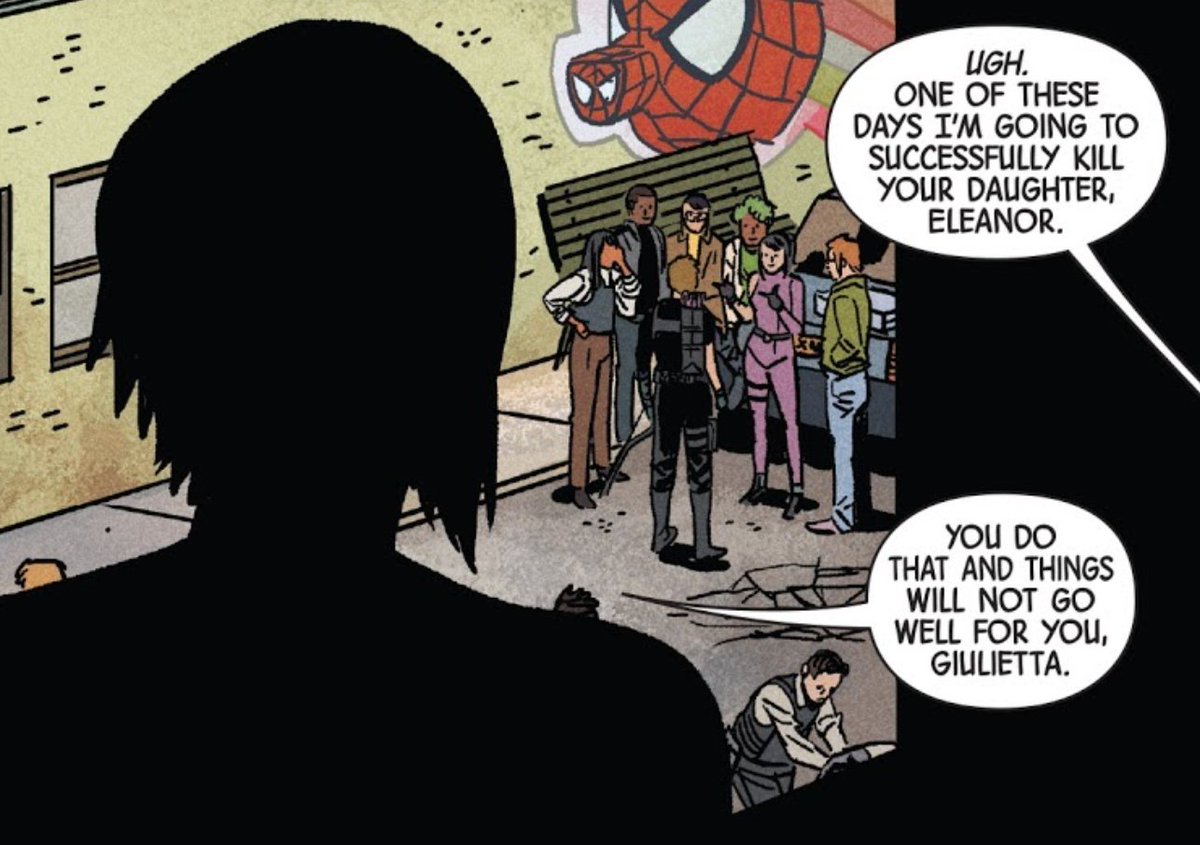 — kate's parents, eleanor and derek, have been known to work with madame masque, a known villain. eleanor was presumed dead, before this reveal.