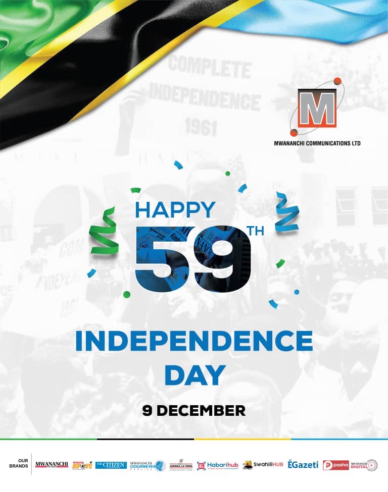 bmachumu's tweet photo. Happy Uhuru Day Brothers &amp; Sisters. From MWANANCHI Communications Ltd., publishers of ⁦@MwananchiNews⁩ ⁦@MwanaspotiTZ⁩, ⁦@TheCitizenTZ⁩ and #MwananchiDigital #aTanzania https://t.co/Sdeh2eOBsL
