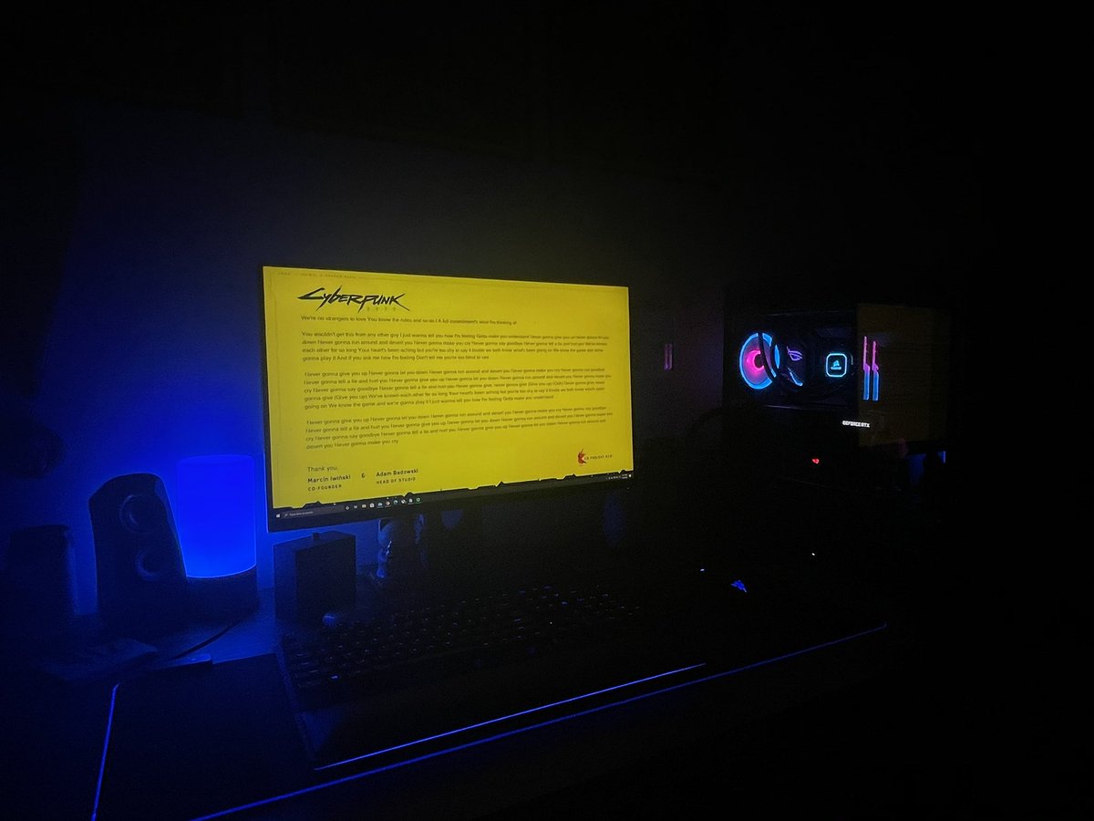 CP2077Community's tweet photo. Setup is ready for launch. 😄

#Cyberpunk2077 https://t.co/2rnp90MFG0