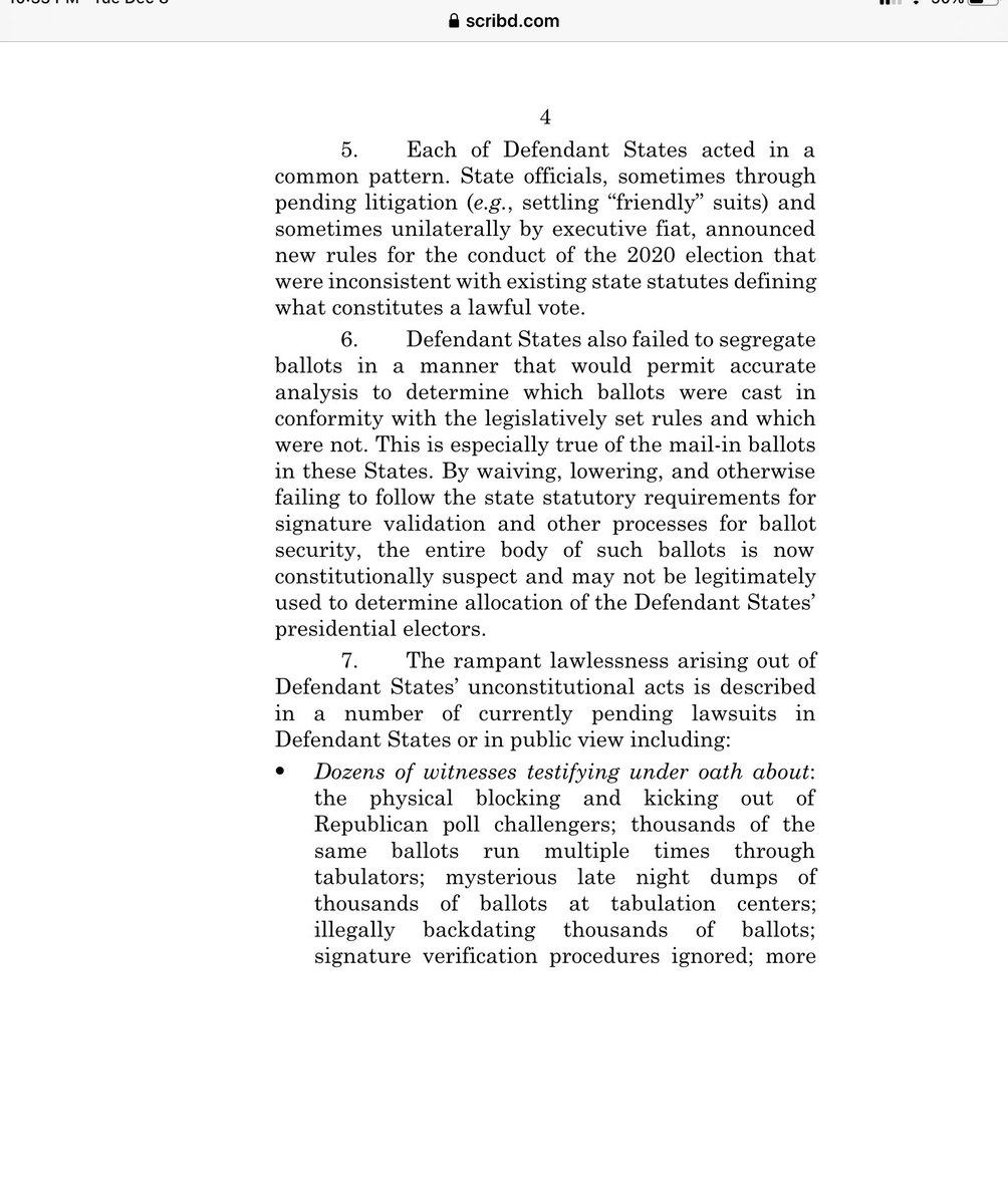 TX AG Uses “Article II” Equal Protection Clause of US Constitution to Bypass Lower Courts and Go Directly to SCOTUS…Lawsuit Against PA, MI, WI Was Filed at 12am  https://www.waynedupree.com/2020/12/texas-ag-ken-paxton-scotus/ https://www.scribd.com/document/487348469/TX-v-State-Motion-2020-12-07-FINAL