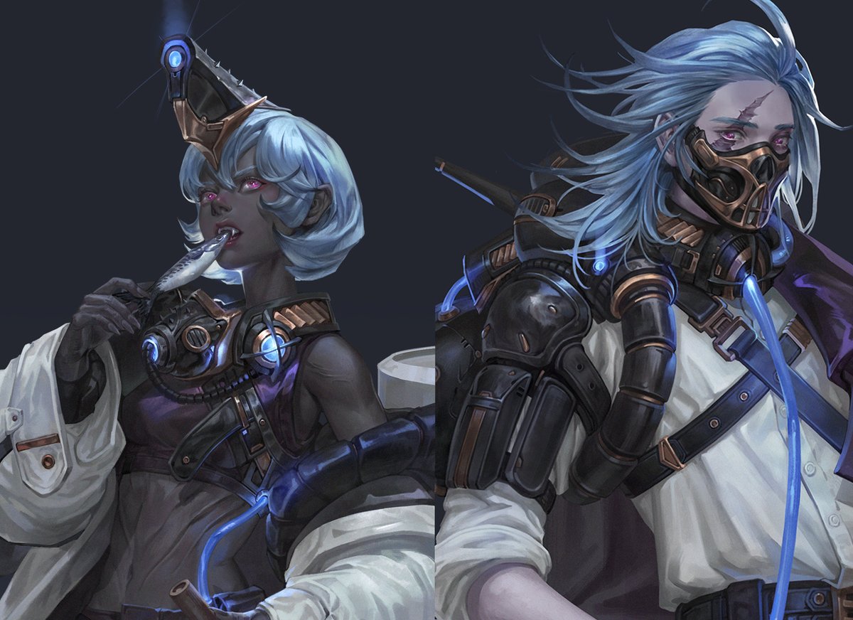 올해 마지막 합작 바닷속 생명들 의인화 작업이 공개되었습니다. :) andoxoc.wixsite.com/deepsea 이곳에서 보실 수 있습니다!
저는 상어 의인화였고, '지나치게 포악한 성격을 순화시키기위해 먹이를 미끼로 노력하는 애인'이라는 스토리였습니다. 재밌게 작업했습니다. 😊