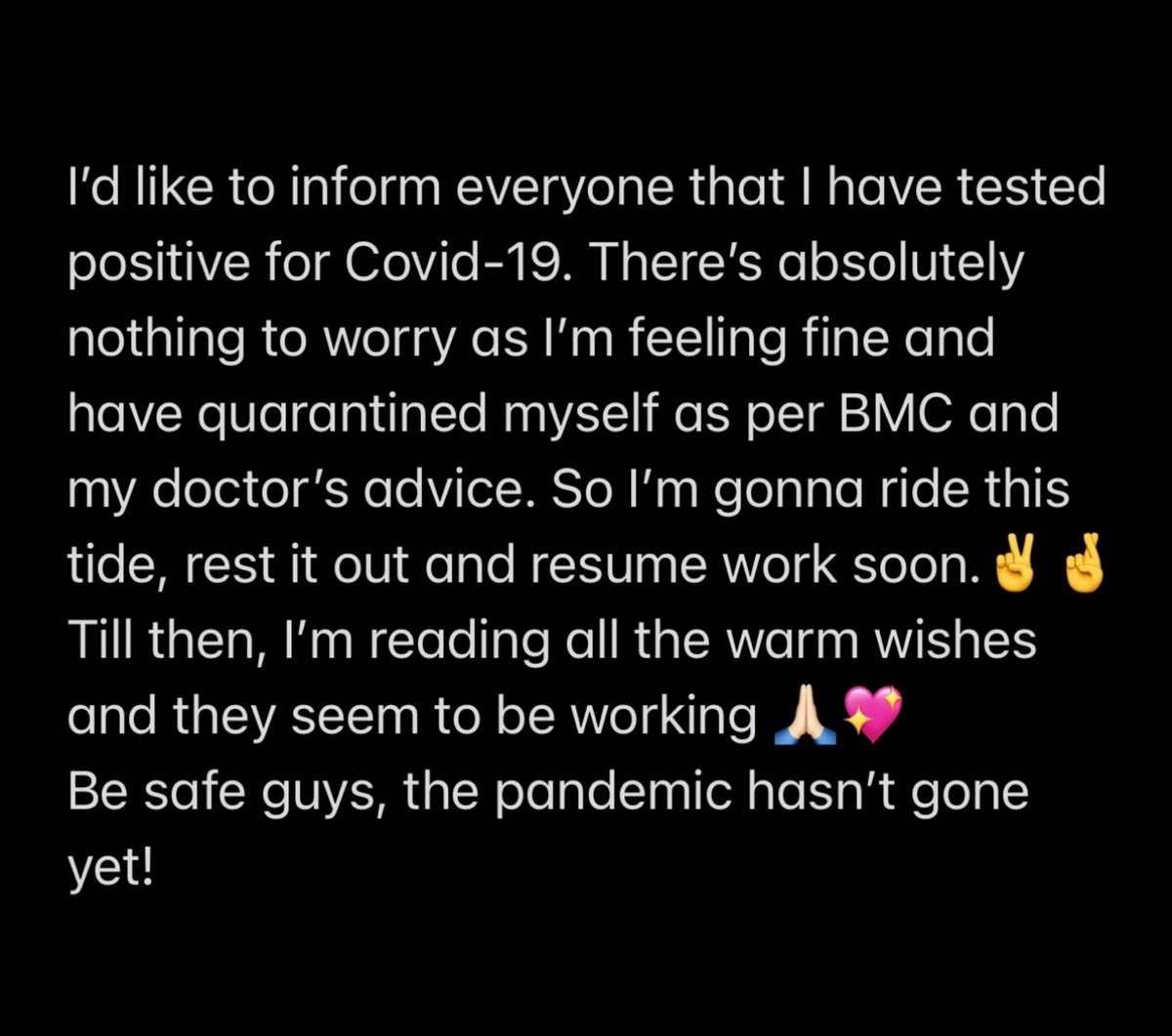 Pune Times (@punetimesonline) on Twitter photo #KritiSanon confirms that she has tested positive for #COVID19 and shares that she is in home-quarantine as per the doctor's and BMC's advice. <a href="/kritisanon/">Kriti Sanon</a> #KritiSanon confirms that she has tested positive for #COVID19 and shares that she is in home-quarantine as per the doctor's and BMC's advice. <a href="/kritisanon/">Kriti Sanon</a>
