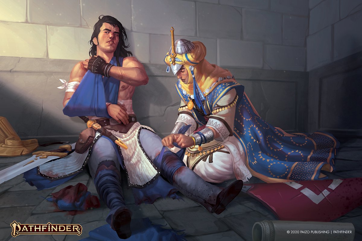 Kyra heals Valeros illustration by Gunrev's Jen Santos (@jphamlott) for  #Paizo's #Pathfinder 2E RPG: Beginner Box AD: Sarah Robinson #Artph  #digitalart #gunrev #tabletopgames #RPG #ArtistOnTwitter #ArtistsofSEA  #AsianArtistShare #pathfinderrpg #kyra ..., image size:1200x800