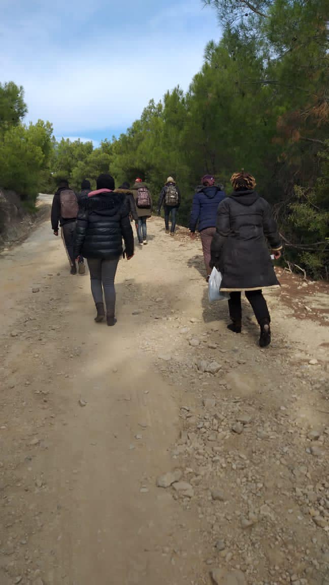At the same time, several other boats arrived in other locations on Lesvos.The arrivals were split into two groups: 16 people went up the hill in the dark, above the main road, while two women stayed behind, hiding close to the road.
