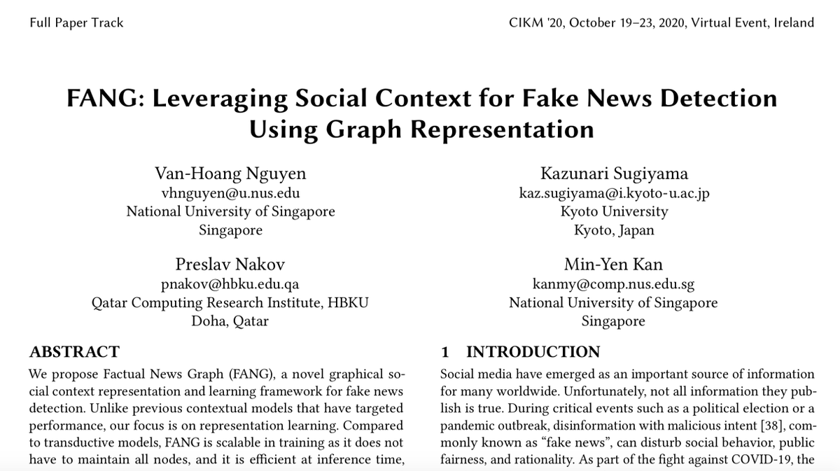 ponguru's tweet photo. FANG: Leveraging #Social Context for #FakeNews #Detection Using #Graph Representation https://t.co/Gty6p1abbN  @ngnvnhng @preslav_nakov @knmnyn @acmcikm. #OpenToAll #Paper #Reading 21 Dec 1715hrs IST. @nishthahuja #DTU will lead the discussion. Register at https://t.co/RGW7koOZRJ https://t.co/qGH5N8xEsA