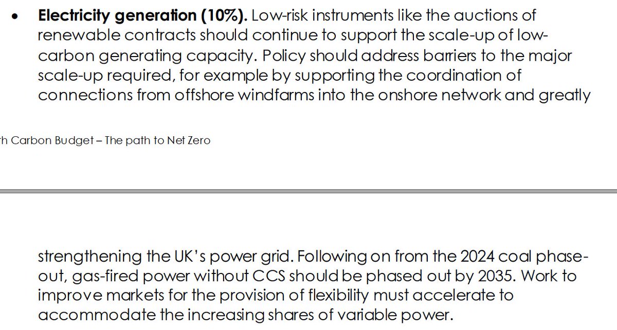 Power: Ramp up required in renewable capacity is material. Point re: flexibility markets is key. Coal gone by 2024, unabated gas by 2035 5/n