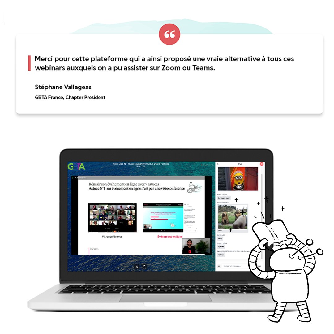 La semaine dernière, Ruben est intervenu dans une session de la Masterclass @GBTA sur la plateforme Eventdrive et a suscité un très fort engouement. Les retours ont été plus que positifs et ça donne envie de recommencer ! 😍 Utilisez les bons outils ! 🔧