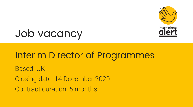 intalert's tweet photo. Are you a seasoned leader with experience of heading up programme operations in the aid sector including in countries struggling with conflict? Take a look at our interim Director of Programmes role: https://t.co/lWeHEG7rBd #peacebuilding #ngojobs #aidjobs https://t.co/XiZPB9GzvB