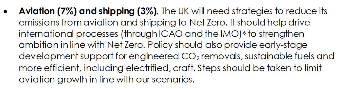 Aviation / Shipping: Development of sustainable fuels and demand management is key. Feels to me (at least) that this is one of the areas where we have clearer line of sight vs net zero report... 8/n