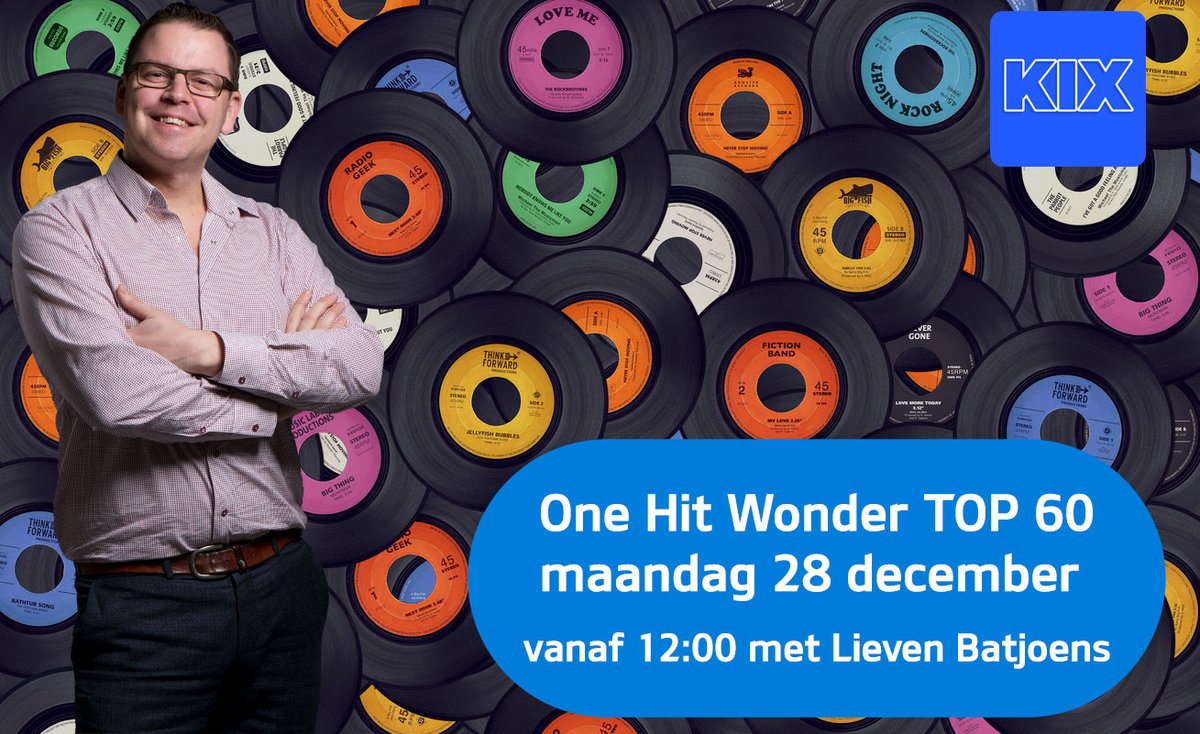 Stuk voor stuk grote hits… met vooral één ding gemeen...deze artiesten scoorden maar één hit wereldwijd en verdwenen dan compleet uit de spotlights.
Lieven duikt in het muziekarchief van KIX en schotelt jullie 60 pareltjes voor.
Brul mee, op maandag 28 december vanaf 12u00.