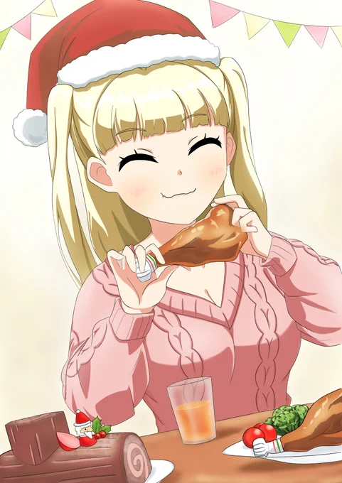 チキンをほおばるキョーコ#ナナシス #ウエバスはいいぞ 
