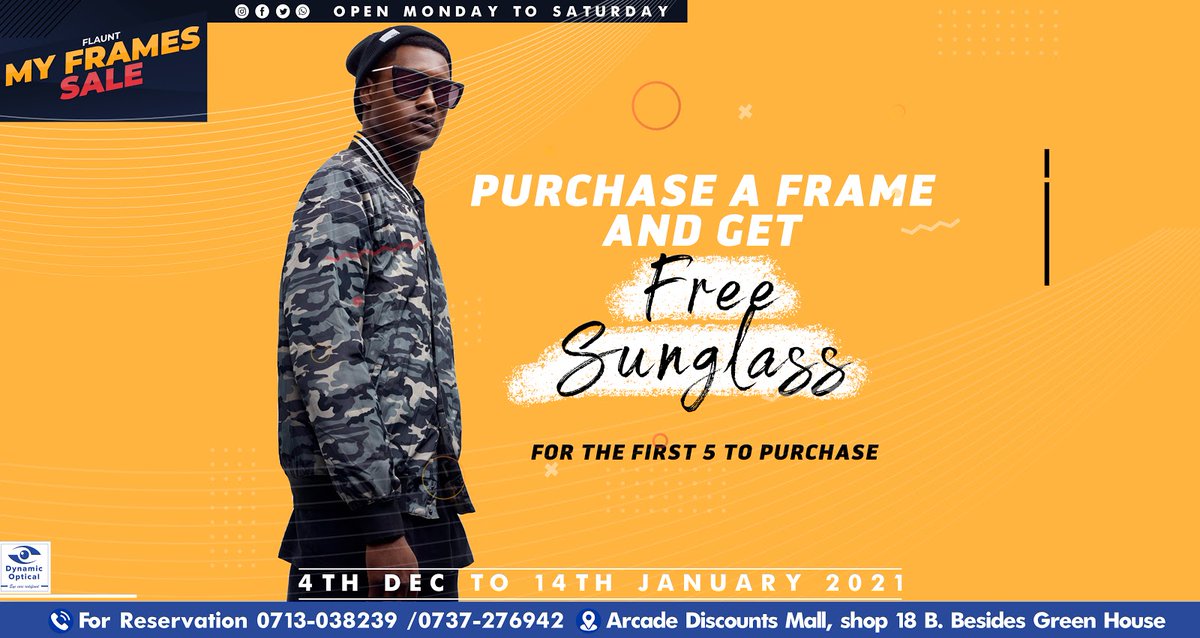 Dynamic_Optical's tweet image. You don't have to buy sunglasses off the black-market, that's 'shady' business man. How about a FREE pair for the first 5 to purchase frames with us. Contact us on 0713038239 &amp;amp; 0737276942 or visit us at Arcade Discounts Mall. Shop 18B besides Green House. #FlauntMyFrames