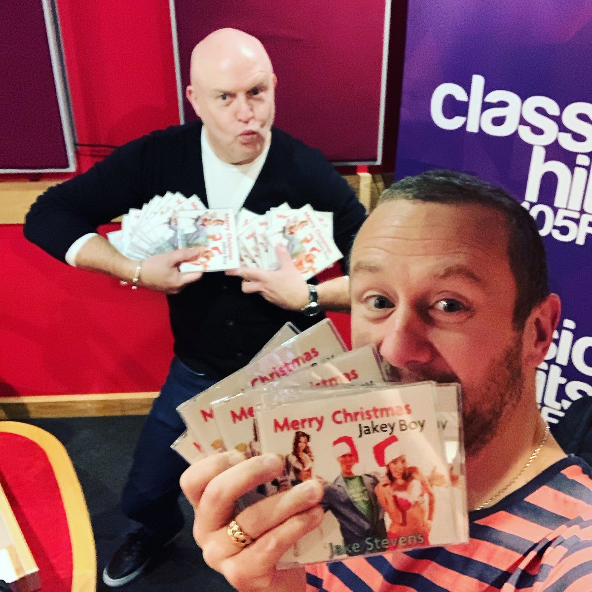 ClassicHitsRdio's tweet photo. Look what PJ and @JimMcCabeFM have to give away. Original copies of ‘Merry Christmas Jakey Boy’, which PJ has had in his attic for over 10 years! Tune in to win and to hear the weirdest Christmas song of all time - https://t.co/FJ2asyXAB1 https://t.co/zW4KHYembE