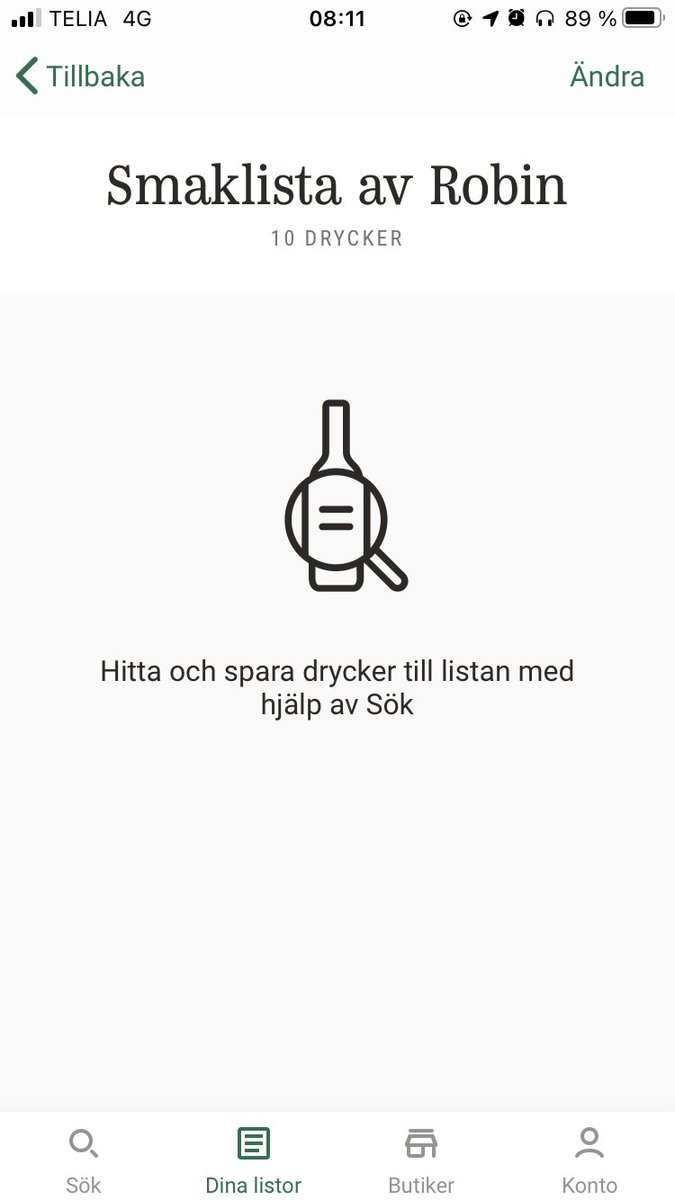 Svempantv's tweet photo. @systembolaget vad är detta? Min lista är tom nu helt plötsligt 😧 https://t.co/AE6WaoWfL4