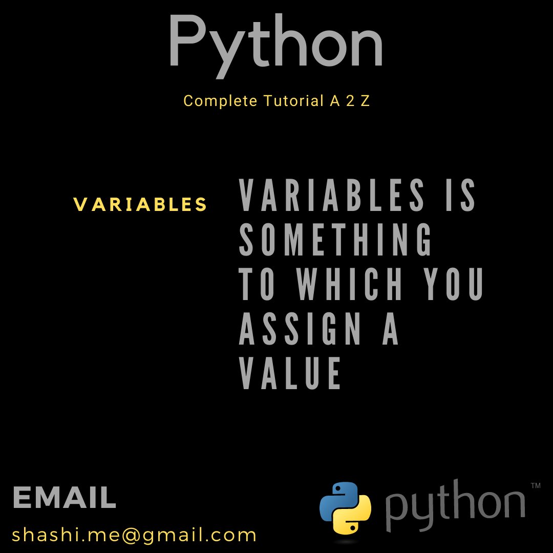 python_a2z's tweet image. Day 2:

Python for Absolute Beginners:
1). Built-in Datatypes
2). Variables
3). Variable Example
4). Variable Usabe

Help us with a feedback to improve the material, email us @ shashi.me@gmail.com

Follow-us on insta: instagram.com/python_a2z