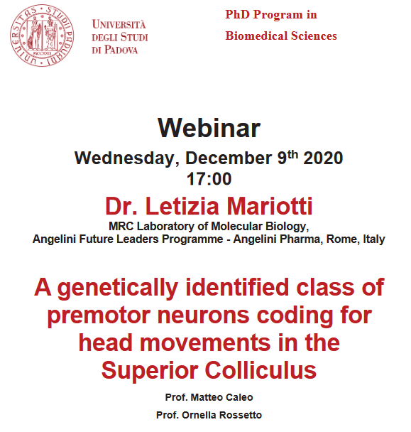 PhD_DSB_UniPD's tweet photo. +++Upcoming #DSB #webinar+++
We invite you to the webinar by Prof. Letizia Mariotti this afternoon at 17.00. To join, please register by filling this form: https://t.co/HWUXcg47fY
#neurons #coding #superiorcolliculus https://t.co/W5231BYDQ9