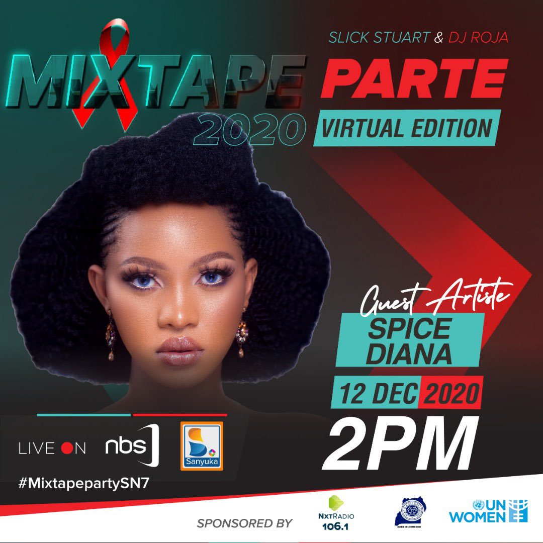 ElevateStudioUK's tweet photo. Saturday 12th Dec LIVE on @nbstv 2pm
@djSlickStuart & @DjRoja MIXTAPE PARTY 2020 (Virtual Edition) π₯π₯π₯
In partnership with @aidscommission @unwomenuganda πΊπ¬
#ELEVATE #BornToRise #WorldAIDSDay #SlickStuartAndRoja #MixtapePartySN7 https://t.co/duwnFSUo8j