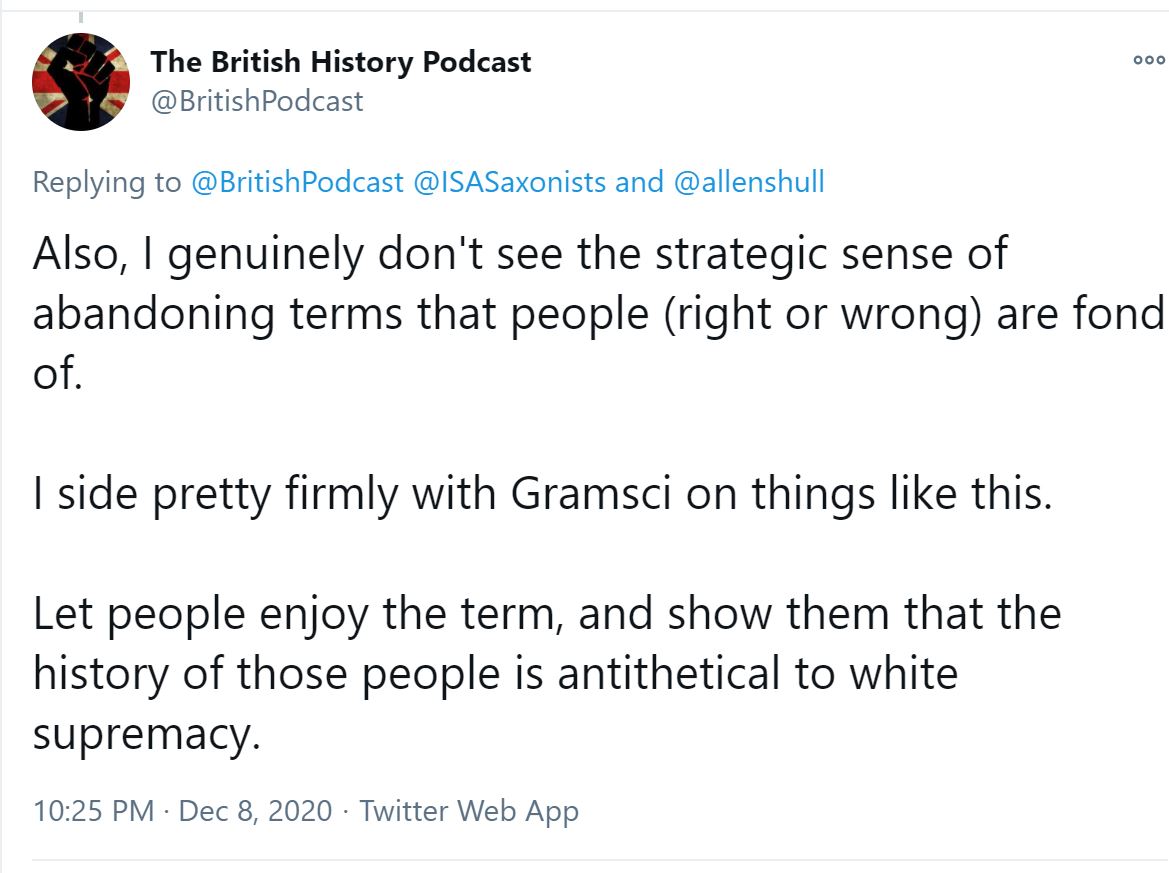 not only thinks he's more qualified, he's basing his understanding on his feelings. He has poor understanding of the term (at best), & believes he's fighting fascism, but won't stop using a term that has been misused for 400 yrs. BIPOC scholars were initially accused of basing 5/