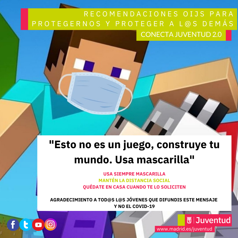 RecomendacionesOIJs Disfruta de tu #ocio de una forma responsable. ✔️Higiene de manos ✔️Distancia de seguridad ✔️Uso de mascarilla #MadridEsJuventud #oijinforma #salud #ConectaJuventud