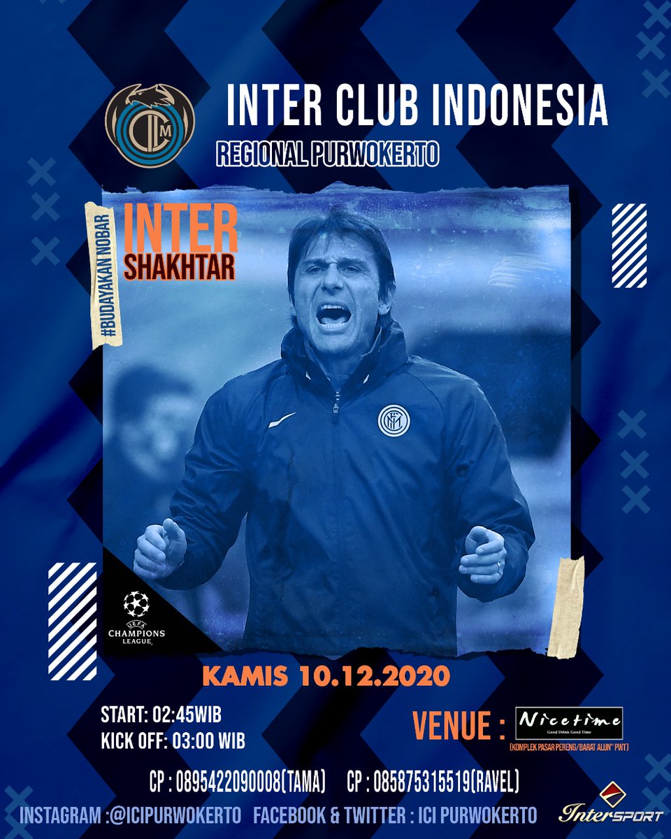 ICI_Purwokerto's tweet photo. [ INFO MIDWEEKEVENT ]

lNTER CLUB INDONESIA REGIONAL PURWOKERTO : • NONTON BARENG #Inter 
( DENGAN PROTOKOL COVID-19 )
Uefa Champions League • MatchDay #6 
#NobarDay #BiruHitamkan https://t.co/vP3LR9GraV