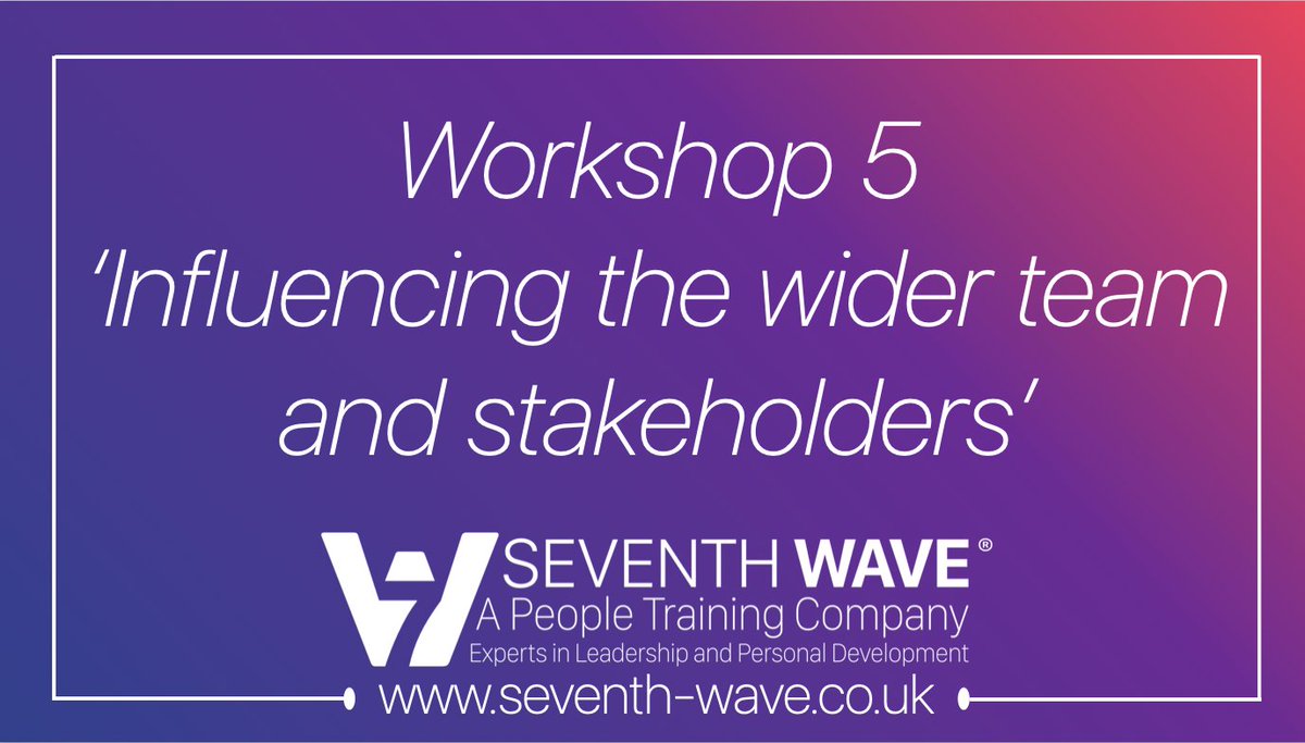 Workshop 5: This workshop will help you use your network and influence others. With a masterclass in presentation skills alongside your newfound networking knowledge, you’ll be an expert at showing yourself off in no time. 

buff.ly/3mx0gWk

#Training #betheseventhwave