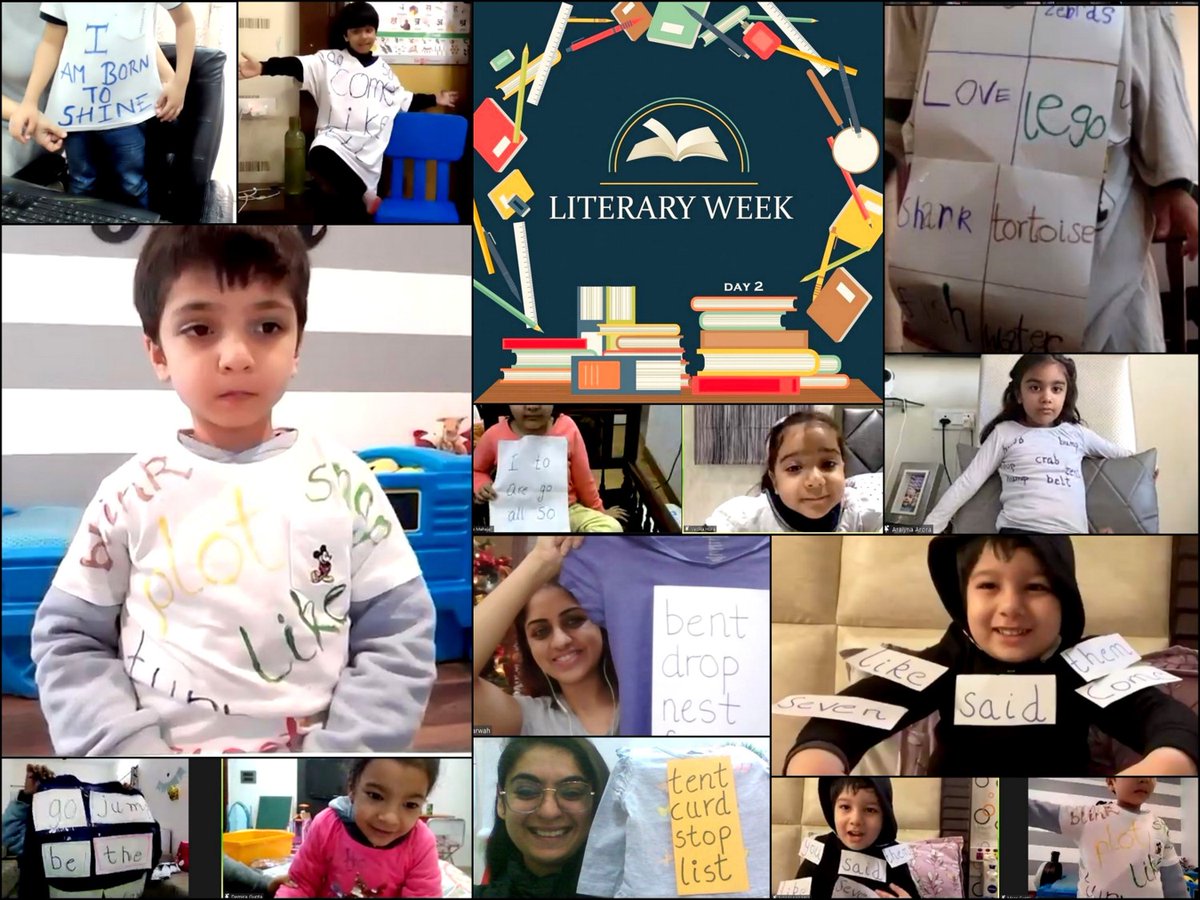 JagritiTN's tweet photo. Day 2 #LiteraryWeek engaged children reading words on each other's Tshirts @PathwaysNoida
#ReadnowReadforever 
@Pihu_I_Kapoor @vandysays @MeenakshiSinga1 @Aruna270767 @Deepzi_Books @Anjudutt5 @NehaMarwah12 https://t.co/p4OEeSMdu1