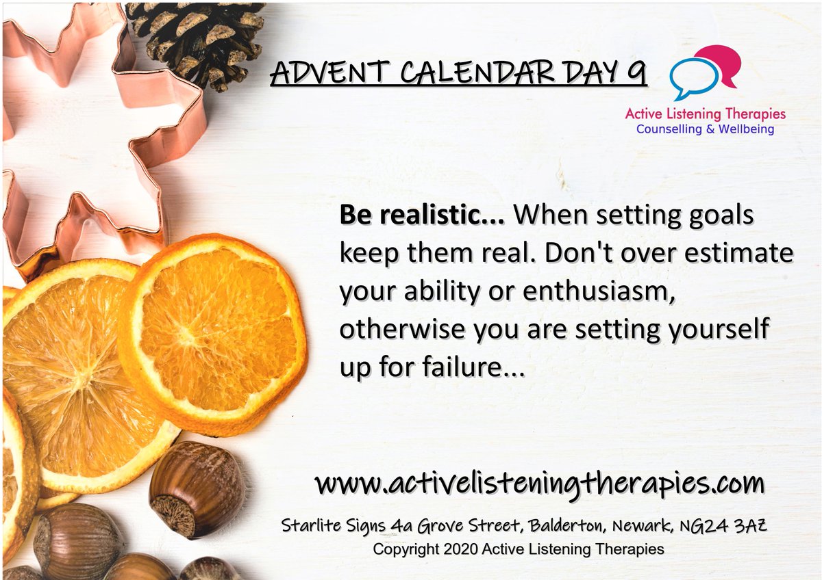 Active_L_T's tweet photo. Advent Calendar Day 9: Gene Kranz, the Apollo 13 mission director said 'Failure is not an option!' Be careful when setting goals and expectations,  we are not all NASA geniuses! #Counselling #MentalHealth #AdventCalendar #Newark https://t.co/oGXG22VEoH