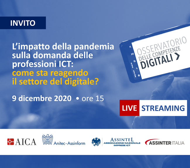 anitecassinform's tweet photo. #oggi  • 📌ore 15 #livestreaming #competenzedigitali
📍iscrizioni #online > https://t.co/1A726ZkMCg
📌«L’impatto della pandemia sulla domanda delle #professioniICT: come sta reagendo il settore del #digitale?»
📍@AICA_1961 @anitecassinform @Assintel @AssinterItalia https://t.co/d2tuEwXlVQ