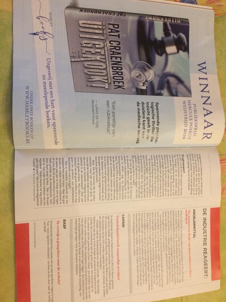 Mijn #prijs door de #Hercule Poirot publieksprijs te winnen! Vandaag in #Knack! Zo #mooi!