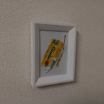 これぞ現代アート!？額縁に飾るものがなくて、ゴミを貼ってしまった!