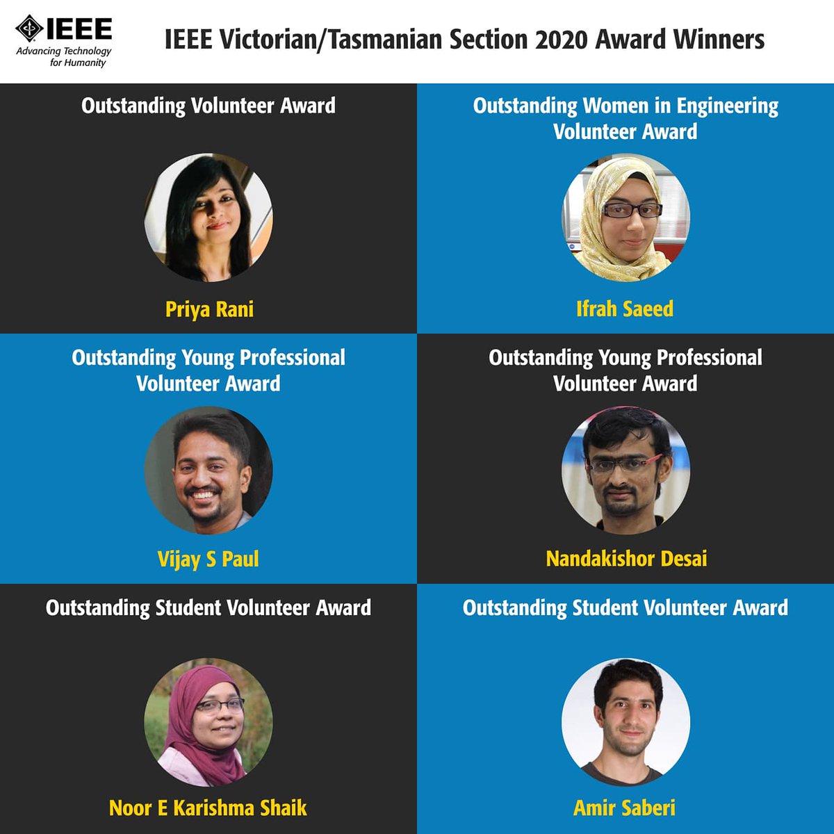 ieeevic's tweet image. The Annual General Meeting of IEEE Victorian/Tasmanian Section was held today, and the 2020 Section Awards were announced.

Congrats to all winners!