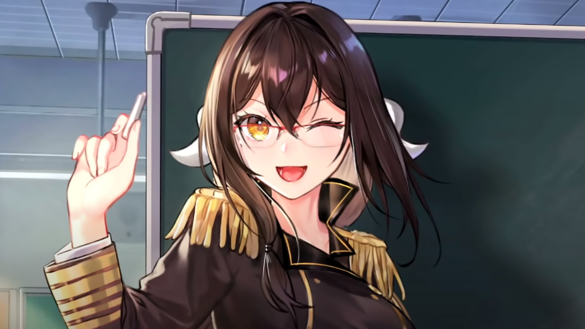 Sinoakt ミクチャ公認 新人vtuber このメガネ 三笠大先輩の高解像度の壁紙が欲しくて 元画像7pを1440pにするため私は頑張った メガネは正義 かわいい W 三笠大先輩と学ぶ世界の艦船 T Co Lkbcnuxuzu