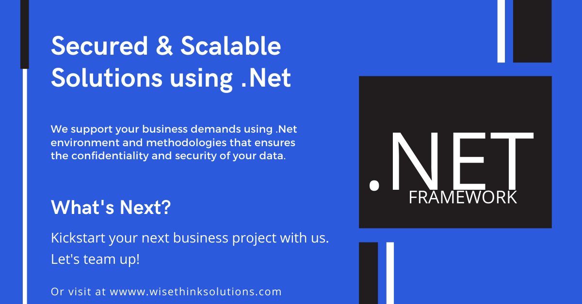 wisethinkinfo's tweet photo. We provide a full-cycle .net #framework for any kind of #business, starting from small to big #enterprises.

Know more: https://t.co/qWyiuSDasn

#wisethink #Dotnetdevelopment #Microsoft #Dotnet #application #framework #DigitalMarketing #digitaltran https://t.co/BTRHG8kc7W