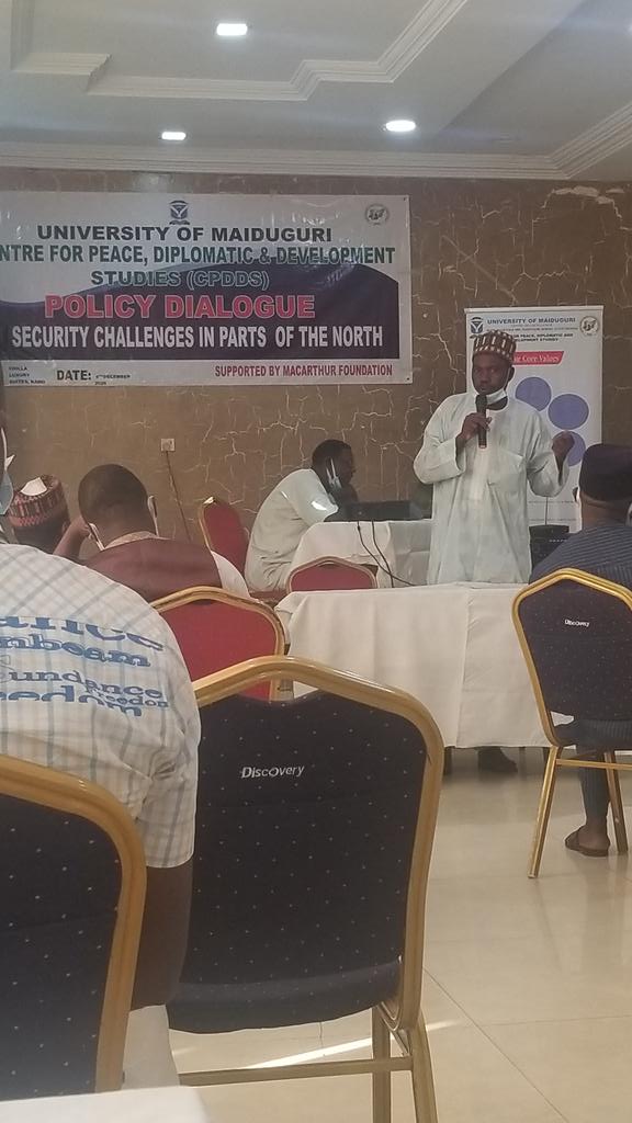 The director center for peace diplomatic and development studies  university of Maiduguri giving his opening remarks at the one day policy dialogue in kano with <a href="/cersdovng/">CERSDOV_NG</a> represented by prog officer <a href="/bilques03/">@BilquesYusuf92</a> sponsored  <a href="/UNFPA/">UNFPA</a> <a href="/UNICEF_Nigeria/">UNICEF Nigeria</a> @UnfpaK <a href="/macfound/">MacArthur Foundation</a>