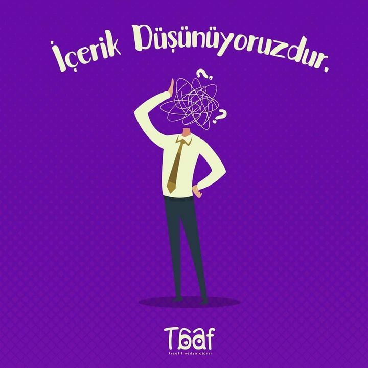 Gün içerisinde kafamız sürekli böyle oluyor sizin de oluyor mu? 

.
.
.
#taafmedya #taaf #dijitalmedyaajansı  #içeriküretimi #içerik