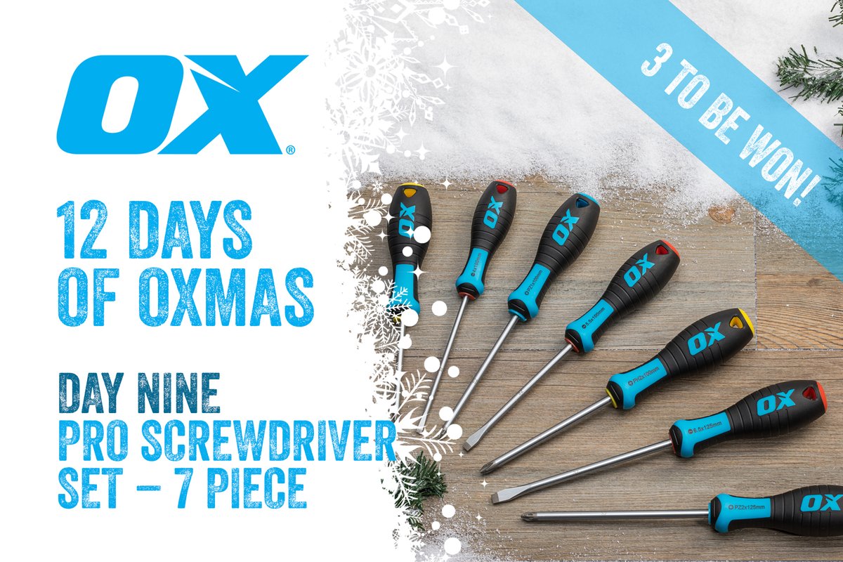 On the ninth day of OXmas, my favourite tool brand gave to me....A chance to win one of three OX Pro Screwdriver Sets.  Like, comment and share to be in with a chance of winning!

#christmas  #oxtools #oxmas #competition #win #tools #construction #livethetrade