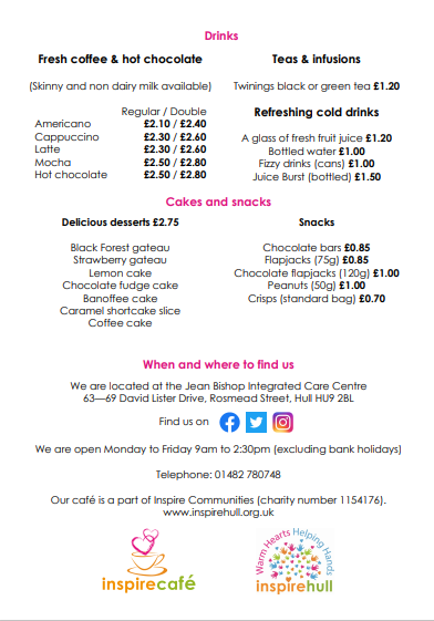 inspirecafehull's tweet photo. We have a new menu. Check out our main menu and look out for our separate vegan menu being uploaded soon! https://t.co/Ys9muyp71I