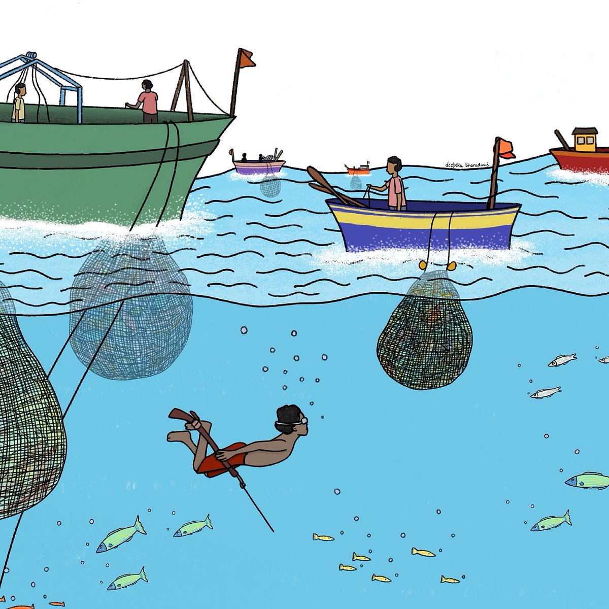  #BottomTrawlers operating in  #India are fishing largely for prawns, a high-value export product. The practice uses a very fine net that sweeps across the ocean floor, catching not just prawns that live on the bottom of the sea but also all the other forms of marine life. Read on.