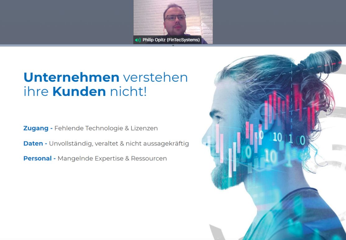 NPN_InsurTech's tweet photo. Bei @opitz_philip von @FinTech_HQ geht es heute um exzellentes Kundenmanagement 🏆Ziel des #StartUps ist es, den #Kunden hinter dem Konto besser zu verstehen und daraus Mehrwert zu generieren. https://t.co/Bd2NNwueI3