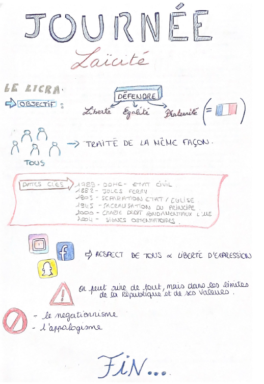 Valprof1's tweet photo. Quelques #sketchnotes réalisées par des étudiantes du BTS SAM lors de la conférence sur la #JourneeDeLaLaicite.

Bravo à elles pour cette prise de note originale ! 🖍️

#sketchnoting #officemanager https://t.co/JetNDqigop